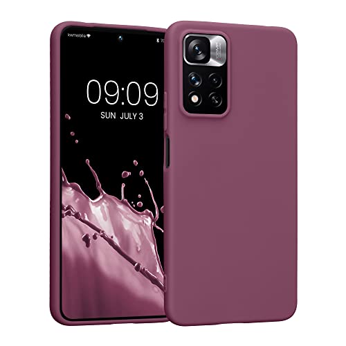 kwmobile Hülle kompatibel mit Xiaomi Redmi Note 11 Pro+ 5G / Note 11 Pro Plus 5G Hülle - weiches TPU Silikon Case - Cover geeignet für kabelloses Laden - Bordeaux Violett von kwmobile