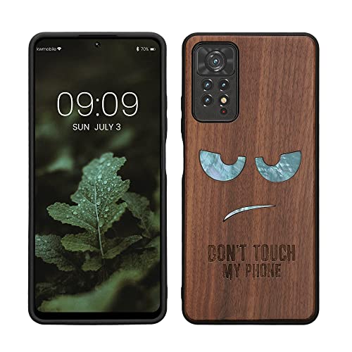 kwmobile Hülle kompatibel mit Xiaomi Redmi Note 11 Pro/Note 11 Pro (5G) / Note 12 Pro (4G) Hülle - Holz Case - Handy Cover - TPU Handyhülle in Dunkelbraun Perlmut Nicht Anfassen von kwmobile