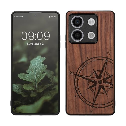 kwmobile Hülle kompatibel mit Xiaomi Redmi Note 13 5G Hülle - Holz Case - Handy Cover - TPU Handyhülle in Dunkelbraun Kompass Vintage kwmobile Hülle kompatibel mit Xiaomi Redmi Note 13 5G Hülle - Holz Case - Handy Cover - TPU Handyhülle in Dunkelbraun Kompass Vintage von kwmobile
