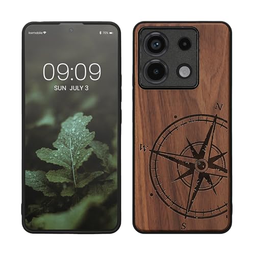 kwmobile Hülle kompatibel mit Xiaomi Redmi Note 13 Pro 5G / Poco X6 5G Hülle - Holz Case - Handy Cover - TPU Handyhülle in Dunkelbraun Kompass Vintage kwmobile Hülle kompatibel mit Xiaomi Redmi Note 13 Pro 5G / Poco X6 5G Hülle - Holz Case - Handy Cover - TPU Handyhülle in Dunkelbraun Kompass Vintage von kwmobile