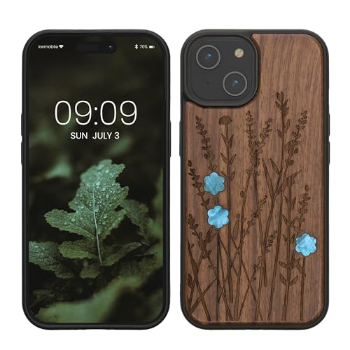 kwmobile Hülle kompatibel mit iPhone 15 Hülle - Holz Case - Handy Cover - TPU Handyhülle in Dunkelbraun Perlmutt-Lavendel kwmobile Hülle kompatibel mit iPhone 15 Hülle - Holz Case - Handy Cover - TPU Handyhülle in Dunkelbraun Perlmutt-Lavendel von kwmobile