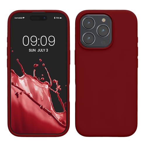 kwmobile Hülle kompatibel mit iPhone 16 Pro Max Hülle - Silikon Handy Case - Handyhülle weiche Oberfläche - kabelloses Laden - Rhabarber Rot von kwmobile