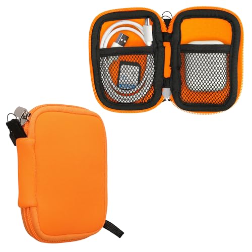 kwmobile In-Ear Kopfhörer Tasche kompatibel mit in-Ear Headphones - Hülle Neopren Cover Case - 6 x 9 cm Innenmaße - Etui in Neon Orange von kwmobile