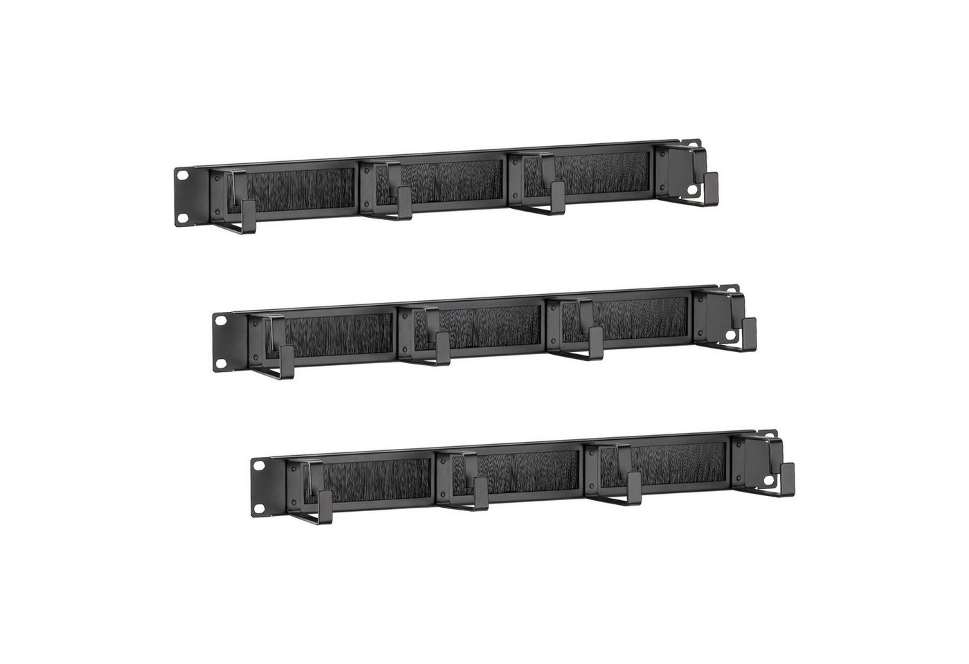 kwmobile Kabelführung 3x 19 Zoll Rack Kabelmanager - mit 4 Metallringen und Bürsten (3-St) von kwmobile