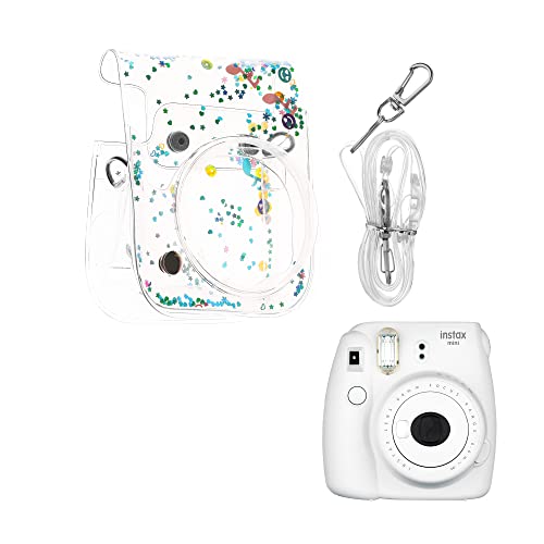 kwmobile Kamera Tasche kompatibel mit Instax Mini 11 / Mini 40 / Mini 8/9 - Hülle aus Kunststoff mit Band zum Umhängen - Funkelnd von kwmobile