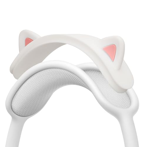 kwmobile Katzenohren Kopfband Abdeckung kompatibel mit Apple AirPods Max - Cat Ear Stirnband Polster - Kopfhörer Aufsatz in Weiß Pink von kwmobile