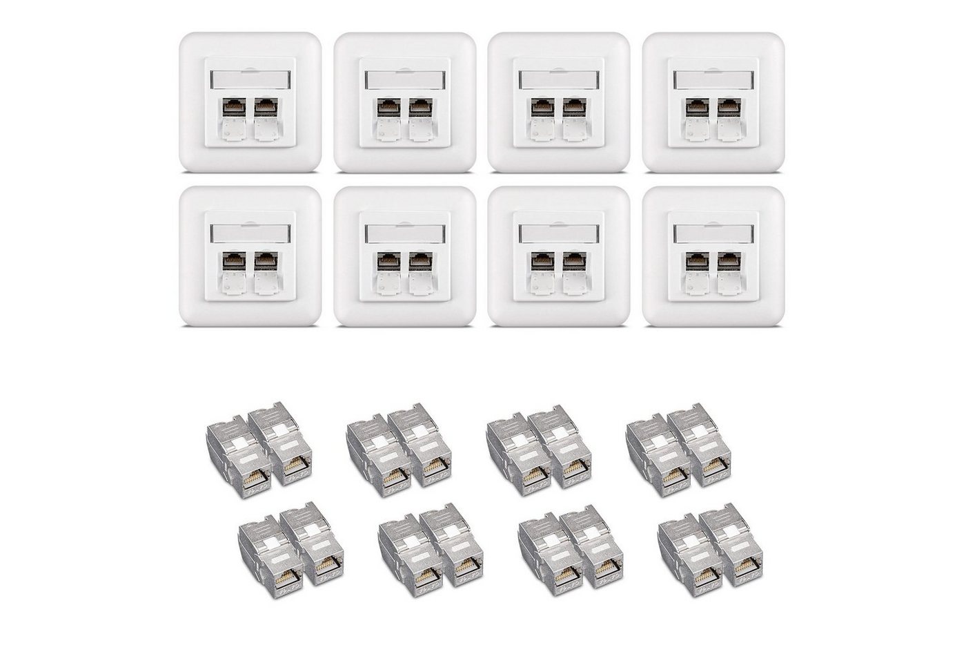 kwmobile Keystone Dose Modul Set - 16x Keystone Modul 8x Netzwerkdose CAT 6A Netzwerk-Adapter, 8.00 cm kwmobile Keystone Dose Modul Set - 16x Keystone Modul 8x Netzwerkdose CAT 6A Netzwerk-Adapter, 8.00 cm von kwmobile