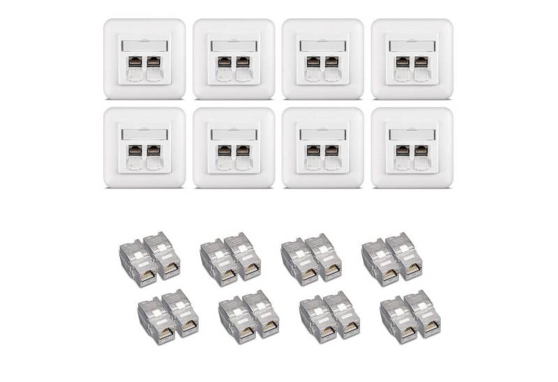 kwmobile Keystone Dose Modul Set - 16x Keystone Modul 8x Netzwerkdose CAT 6A Netzwerk-Adapter, 8.00 cm von kwmobile