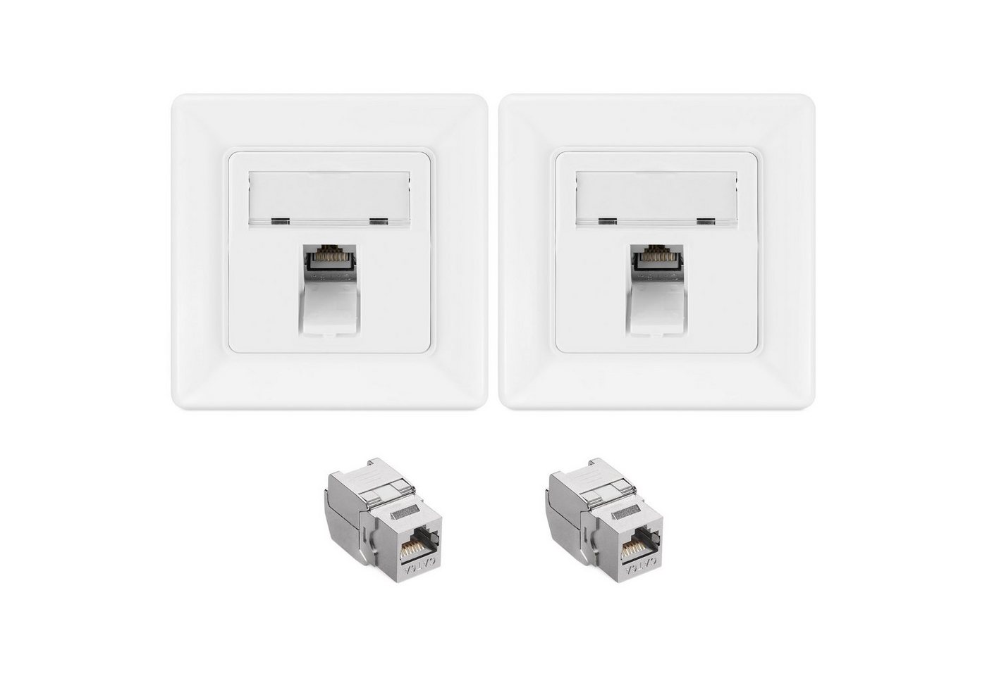 kwmobile Keystone Dose Modul Set - 2x Modul, 2x Netzwerkdose - CAT 6A Netzwerk-Adapter von kwmobile