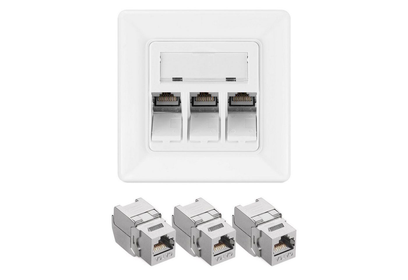 kwmobile Keystone Dose Modul Set - 3x Modul, 1x Netzwerkdose - CAT 6A Netzwerk-Adapter, 8.00 cm kwmobile Keystone Dose Modul Set - 3x Modul, 1x Netzwerkdose - CAT 6A Netzwerk-Adapter, 8.00 cm von kwmobile
