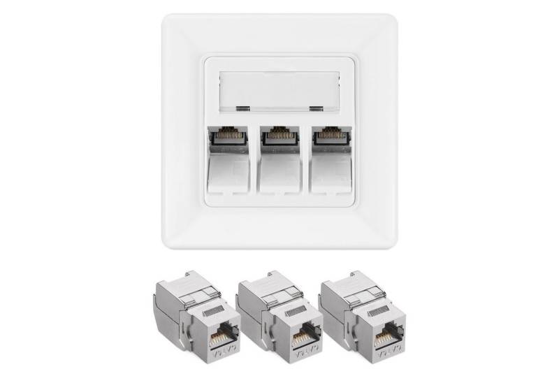 kwmobile Keystone Dose Modul Set - 3x Modul, 1x Netzwerkdose - CAT 6A Netzwerk-Adapter, 8.00 cm von kwmobile