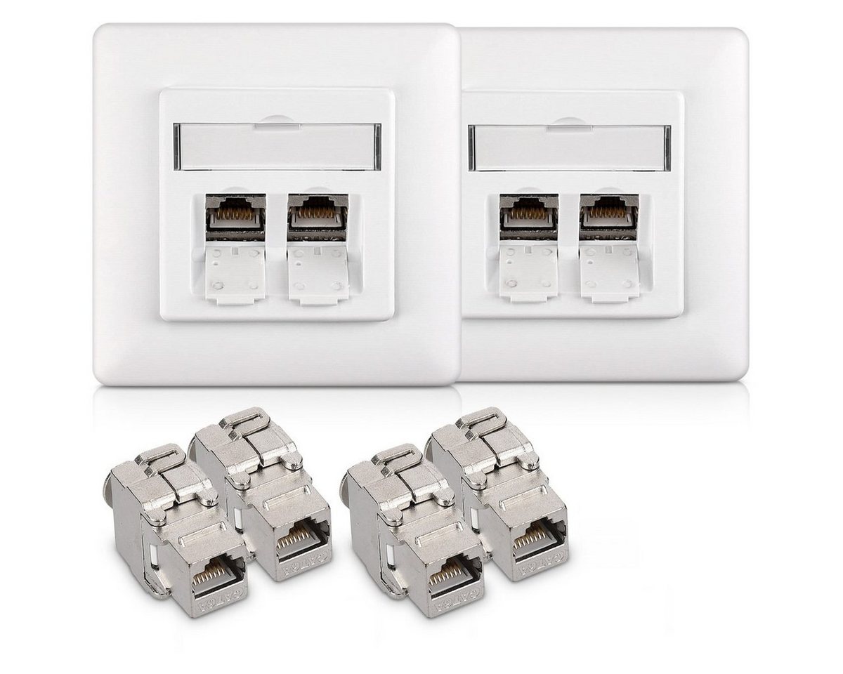 kwmobile Keystone Dose Modul Set - 4x Keystone Modul 2x Netzwerkdose CAT 6A Netzwerk-Adapter, 8.00 cm kwmobile Keystone Dose Modul Set - 4x Keystone Modul 2x Netzwerkdose CAT 6A Netzwerk-Adapter, 8.00 cm von kwmobile