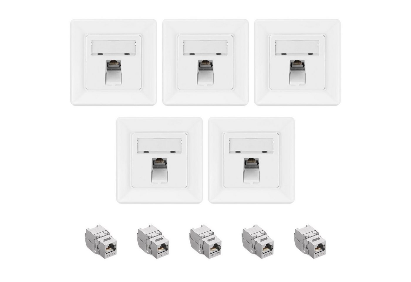kwmobile Keystone Dose Modul Set - 5x Modul, 5x Netzwerkdose - CAT 6A Netzwerk-Adapter, 8.00 cm kwmobile Keystone Dose Modul Set - 5x Modul, 5x Netzwerkdose - CAT 6A Netzwerk-Adapter, 8.00 cm von kwmobile