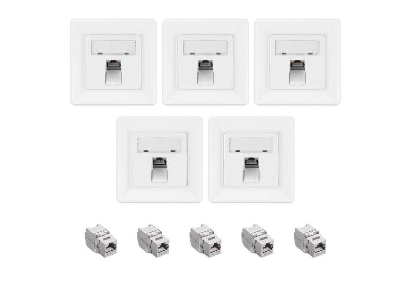 kwmobile Keystone Dose Modul Set - 5x Modul, 5x Netzwerkdose - CAT 6A Netzwerk-Adapter, 8.00 cm von kwmobile