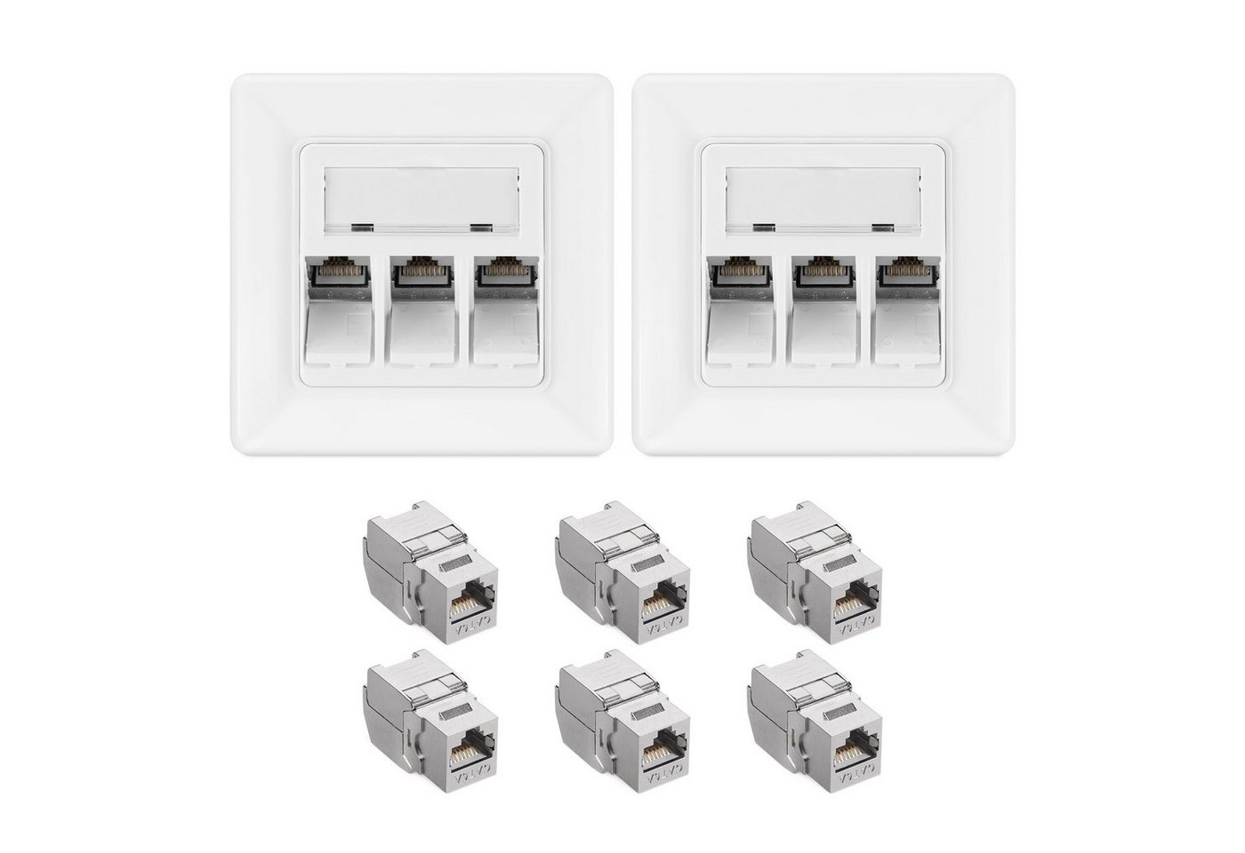 kwmobile Keystone Dose Modul Set - 6x Modul, 2x Netzwerkdose - CAT 6A Netzwerk-Adapter, 8.00 cm kwmobile Keystone Dose Modul Set - 6x Modul, 2x Netzwerkdose - CAT 6A Netzwerk-Adapter, 8.00 cm von kwmobile