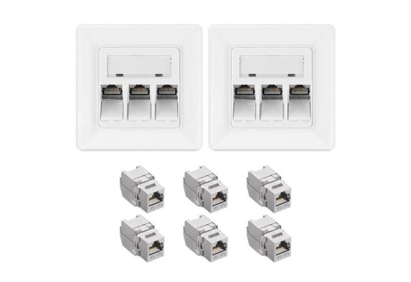kwmobile Keystone Dose Modul Set - 6x Modul, 2x Netzwerkdose - CAT 6A Netzwerk-Adapter, 8.00 cm von kwmobile