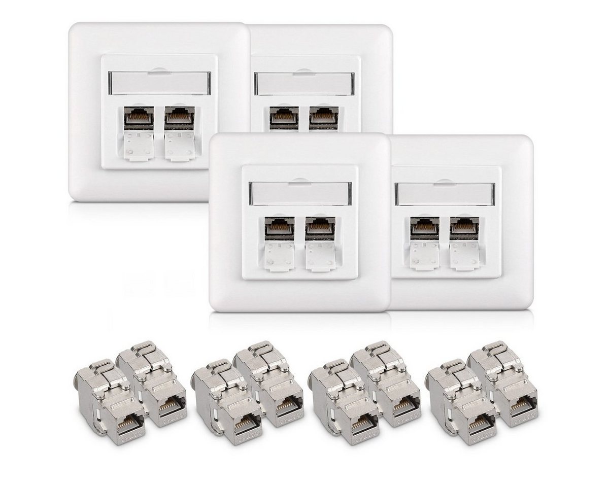 kwmobile Keystone Dose Modul Set - 8x Keystone Modul 4x Netzwerkdose CAT 6A Netzwerk-Adapter, 8.00 cm kwmobile Keystone Dose Modul Set - 8x Keystone Modul 4x Netzwerkdose CAT 6A Netzwerk-Adapter, 8.00 cm von kwmobile