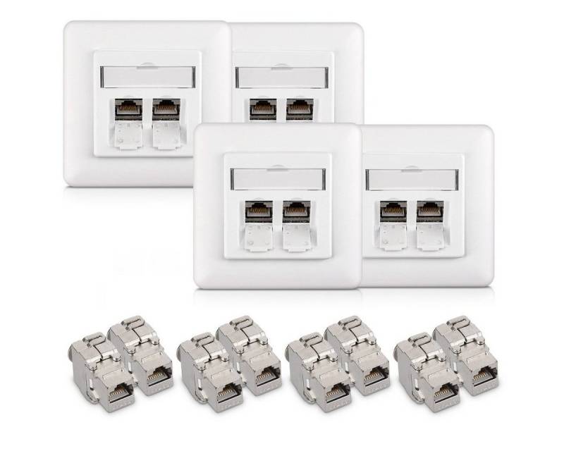 kwmobile Keystone Dose Modul Set - 8x Keystone Modul 4x Netzwerkdose CAT 6A Netzwerk-Adapter, 8.00 cm von kwmobile
