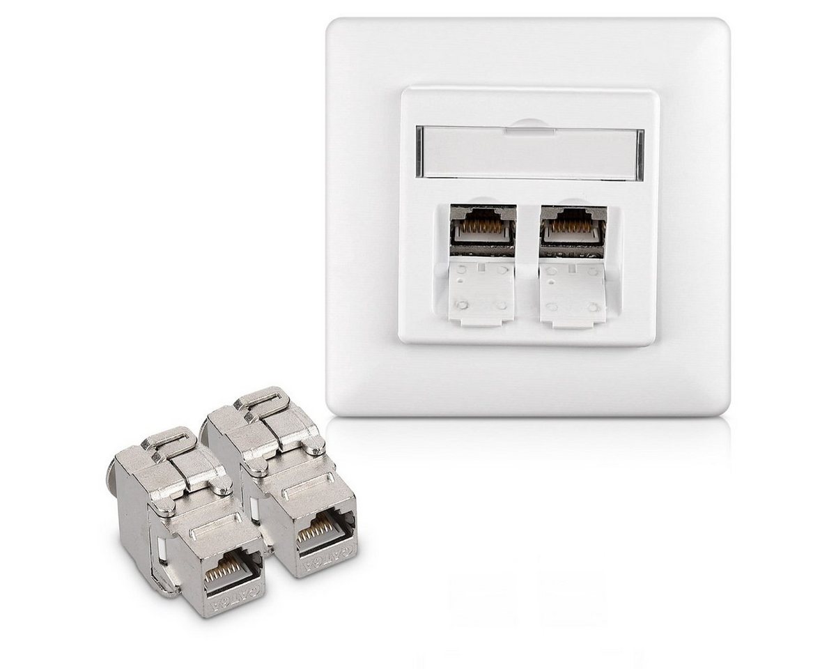 kwmobile Keystone Dose Modul Set - CAT 6A geschirmt Metall Gehäuse RJ45 Netzwerk-Adapter, 8,00 cm von kwmobile