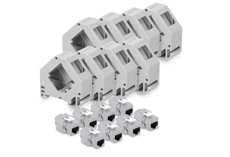 kwmobile Keystone Modul Set mit Hutschienenadapter - 8x CAT 6A Netzwerkkabel, (6.30 cm) von kwmobile