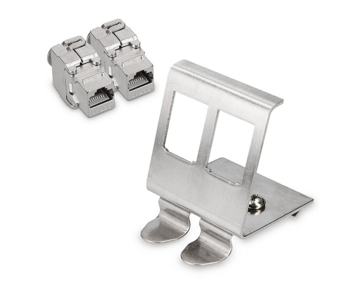 kwmobile Keystone Modul & Hutschienenadapter Set - 2x CAT 6A Modul, 1x Halter Netzwerkkabel kwmobile Keystone Modul & Hutschienenadapter Set - 2x CAT 6A Modul, 1x Halter Netzwerkkabel von kwmobile