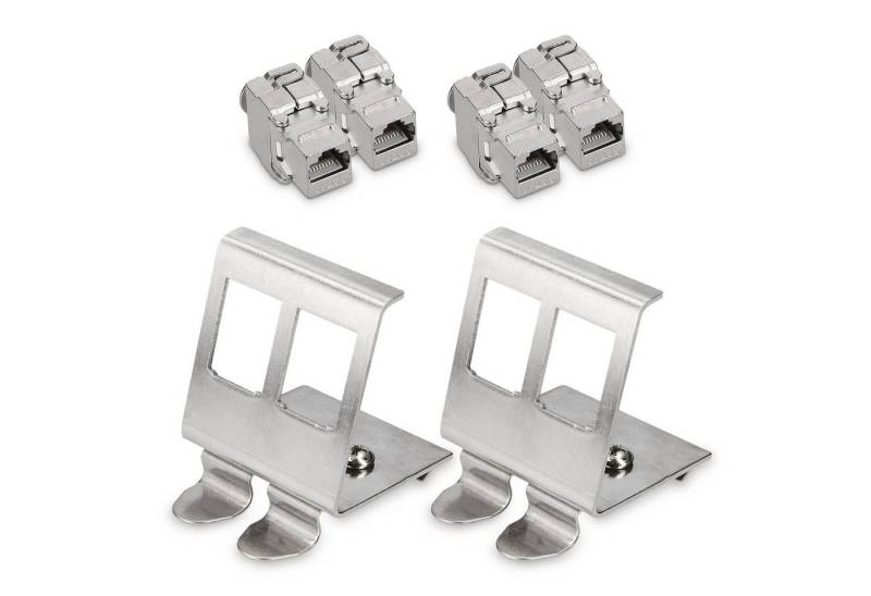 kwmobile Keystone Modul & Hutschienenadapter Set - 4x CAT 6A Modul, 2x Halter Netzwerkkabel, (4.20 cm) von kwmobile