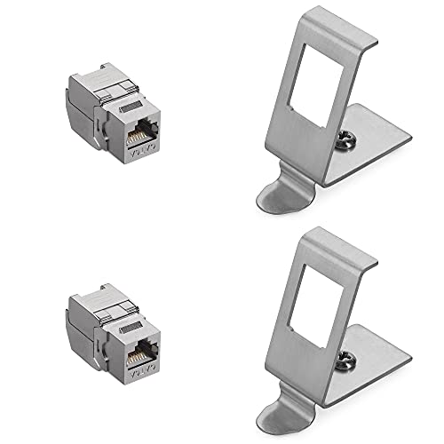 kwmobile Keystone Modul und Hutschienenadapter Set - passt auf genormte Hutschiene - 2X Cat 6A Keystone Modul 2X Halter für Hutschiene - werkzeuglos von kwmobile