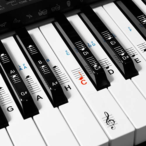 kwmobile Klavier Keyboard Noten Aufkleber - für 49 61 76 88 Tasten Instrumente - Vinyl Piano Sticker für weiße und schwarze Tasten - mit Anleitung von kwmobile