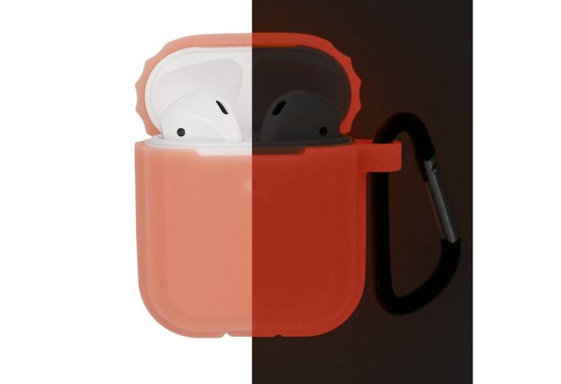 kwmobile Kopfhörer-Schutzhülle Hülle für Apple Airpods 1 & 2 Kopfhörer, Silikon Schutzhülle Case Cover - leuchtet im Dunkeln - Altrosa von kwmobile