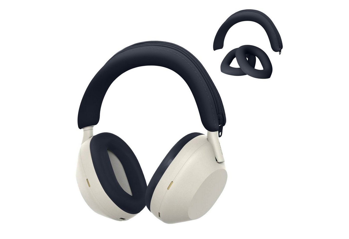kwmobile Kopfhörer-Schutzhülle Kopfband Abdeckung Ohrpolster Set für Sony WH-1000XM5, Headband Case - Kopfhörer Ersatz Polster - Schutz in Dunkelblau von kwmobile