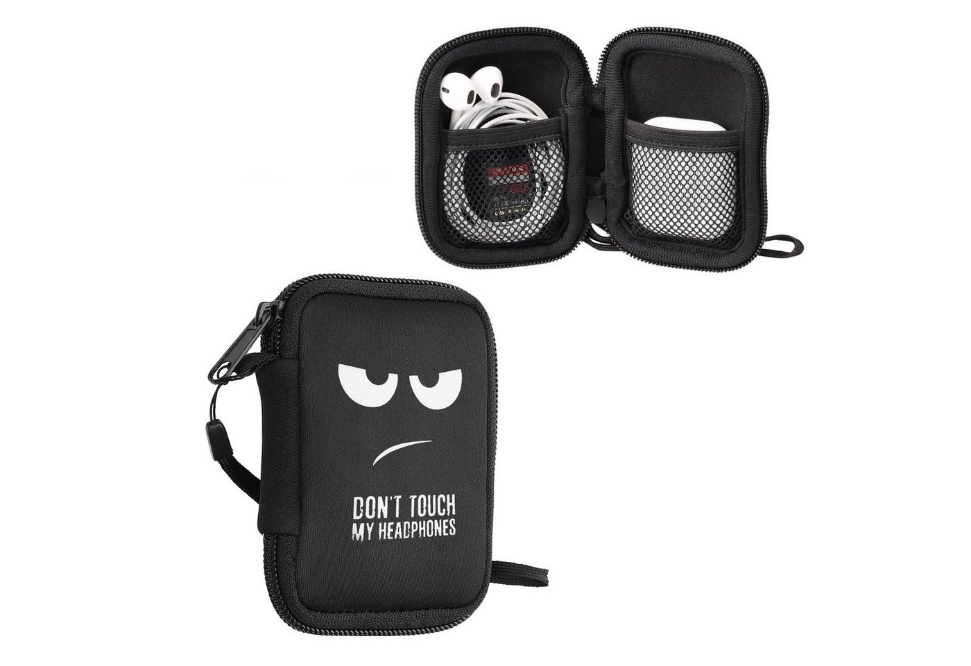 kwmobile Kopfhörer-Schutzhülle Neopren Tasche für in-ear Headphones, Hülle Case Schutztasche - 6 x 9 cm Innenmaße - mit Reißverschluss von kwmobile