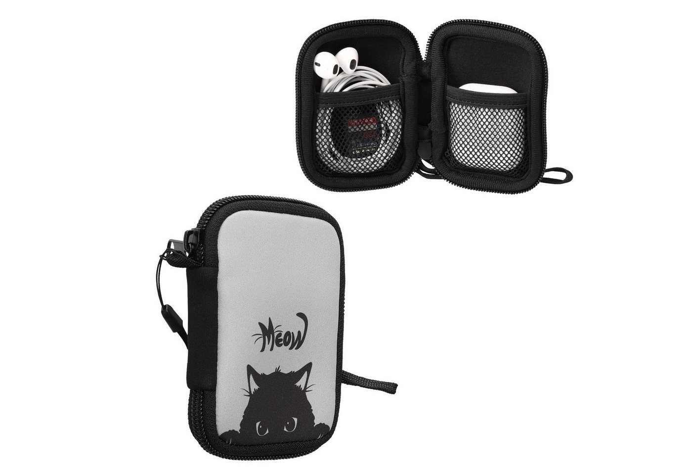 kwmobile Kopfhörer-Schutzhülle Neopren Tasche für in-ear Headphones, Hülle Case Schutztasche - Innenmaße - mit Reißverschluss von kwmobile