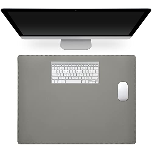 kwmobile Kunstleder Schreibtischunterlage 40 x 30 cm - Schreibtisch Unterlage Mauspad groß - Schreibunterlage rutschfest für Home Office Büro Grau von kwmobile