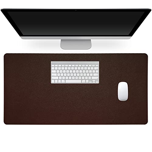 kwmobile Kunstleder Schreibtischunterlage 80 x 40 cm - Schreibtisch Unterlage Mauspad groß - Schreibunterlage rutschfest für Home Office Büro Dunkelbraun von kwmobile