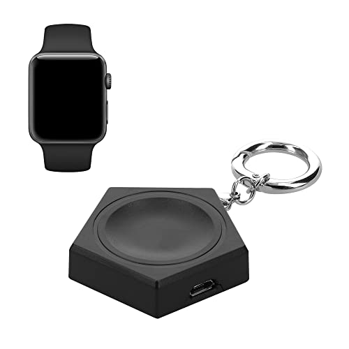 kwmobile Ladegerät kompatibel mit Apple Watch 7 6 5 4 3 2 SE Smartwatch - Ersatz Charger magnetische Ladestation USB C Micro USB - tragbar - ohne Kabel Schwarz von kwmobile