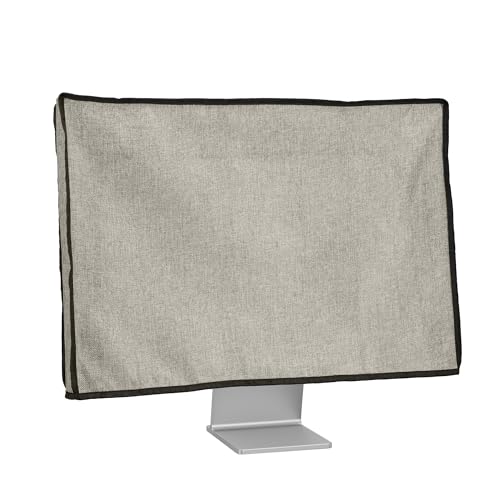 kwmobile Leinen Hülle kompatibel mit 24-26" Monitor - Schutzhülle Staubschutz Abdeckhaube für PC Bildschirm - Computer Screen Cover Staubhaube Haube in Hellgrau von kwmobile