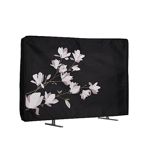 kwmobile Leinen Hülle kompatibel mit 24" TV - Schutzhülle Staubschutz Abdeckhaube für Fernseher - TV Cover Staubhaube Haube - Magnolien von kwmobile