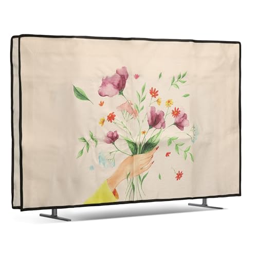 kwmobile Leinen Hülle kompatibel mit 32" TV - Schutzhülle Staubschutz Abdeckhaube für Fernseher - TV Cover Staubhaube Haube - Aquarell Blumenstrauß kwmobile Leinen Hülle kompatibel mit 32" TV - Schutzhülle Staubschutz Abdeckhaube für Fernseher - TV Cover Staubhaube Haube - Aquarell Blumenstrauß von kwmobile
