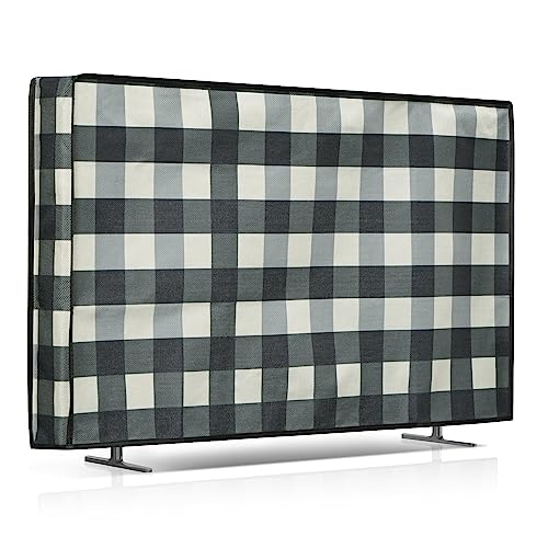 kwmobile Leinen Hülle kompatibel mit 32" TV - Schutzhülle Staubschutz Abdeckhaube für Fernseher - TV Cover Staubhaube Haube - Karo Streifen kwmobile Leinen Hülle kompatibel mit 32" TV - Schutzhülle Staubschutz Abdeckhaube für Fernseher - TV Cover Staubhaube Haube - Karo Streifen von kwmobile