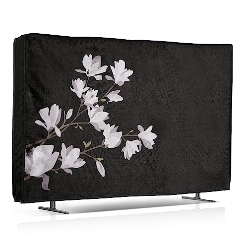 kwmobile Leinen Hülle kompatibel mit 32" TV - Schutzhülle Staubschutz Abdeckhaube für Fernseher - TV Cover Staubhaube Haube - Magnolien von kwmobile