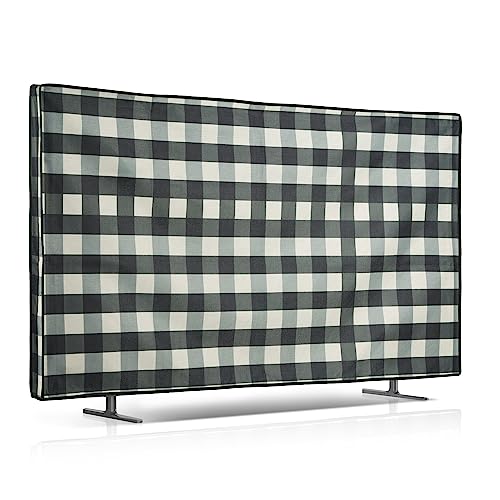 kwmobile Leinen Hülle kompatibel mit 49-50" TV - Schutzhülle Staubschutz Abdeckhaube für Fernseher - TV Cover Staubhaube Haube - Karo Streifen kwmobile Leinen Hülle kompatibel mit 49-50" TV - Schutzhülle Staubschutz Abdeckhaube für Fernseher - TV Cover Staubhaube Haube - Karo Streifen von kwmobile