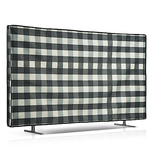 kwmobile Leinen Hülle kompatibel mit 65" TV - Schutzhülle Staubschutz Abdeckhaube für Fernseher - TV Cover Staubhaube Haube - Karo Streifen kwmobile Leinen Hülle kompatibel mit 65" TV - Schutzhülle Staubschutz Abdeckhaube für Fernseher - TV Cover Staubhaube Haube - Karo Streifen von kwmobile