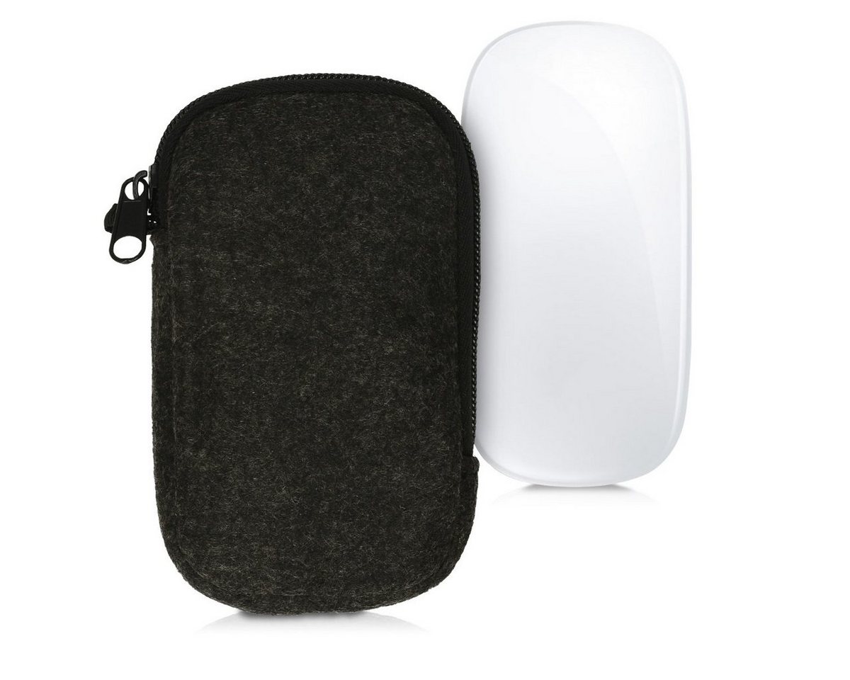 kwmobile Mausfüße Tasche für Apple Magic Mouse 1 / 2 (1-St), Filz Hülle für Computer Maus - Schutzhülle für PC Mouse Dunkelgrau von kwmobile