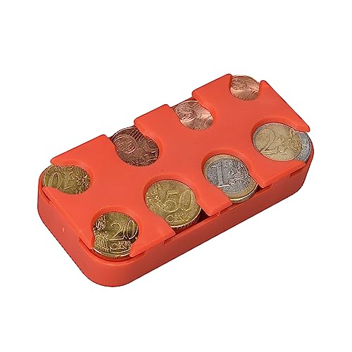 kwmobile Münzbox für Euro Münzen - 8 Fächer von 1 Cent bis 2 Euro - Münzhalter Münzsammler - Münzspender Sortierer in Orange von kwmobile