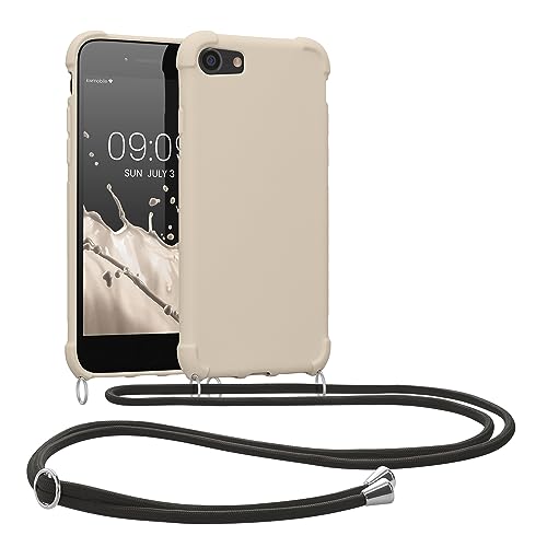 kwmobile Necklace Case kompatibel mit Apple iPhone SE (2022) / iPhone SE (2020) / iPhone 8 / iPhone 7 Hülle - Cover mit Kordel zum Umhängen - Silikon Schutzhülle Creme von kwmobile