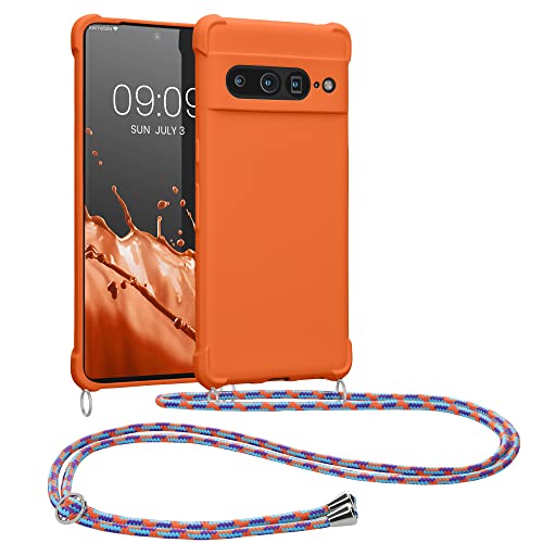 kwmobile Necklace Case kompatibel mit Google Pixel 7 Pro Hülle - Cover mit Kordel zum Umhängen - Silikon Schutzhülle Summer Orange von kwmobile