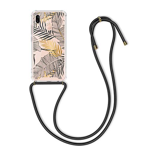 kwmobile Necklace Case kompatibel mit Huawei P20 Lite Hülle - Silikon Cover mit Handykette - Gelb Grau Transparent Dschungel von kwmobile