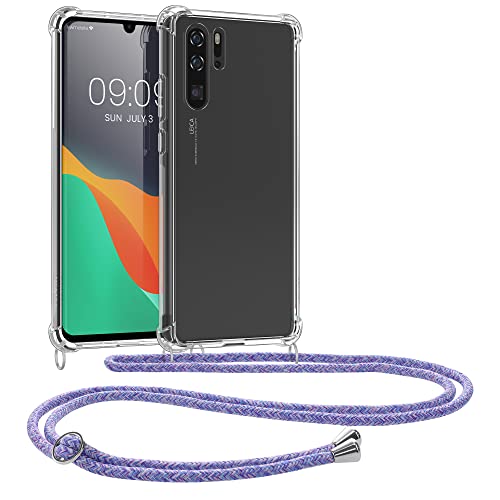 kwmobile Necklace Case kompatibel mit Huawei P30 Pro Hülle - Silikon Cover mit Handykette - Band Handyhülle Lavendel Violett Hellblau Transparent von kwmobile