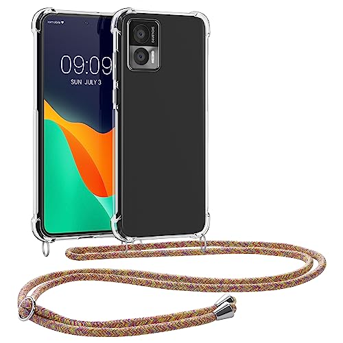 kwmobile Necklace Case kompatibel mit Motorola Edge 30 Neo Hülle - Silikon Cover mit Handykette - Band Handyhülle Mehrfarbig von kwmobile