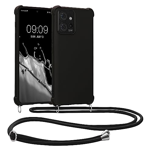 kwmobile Necklace Case kompatibel mit Motorola ThinkPhone Hülle - Cover mit Kordel zum Umhängen - Silikon Schutzhülle Schwarz von kwmobile